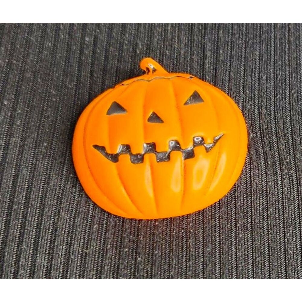 Vintage AJC Halloween Jack O Lantern Pin Brooch Enamel on Metal Trick or Treat